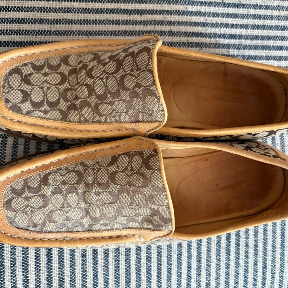 Coach Tan and Cream logo Loafers
